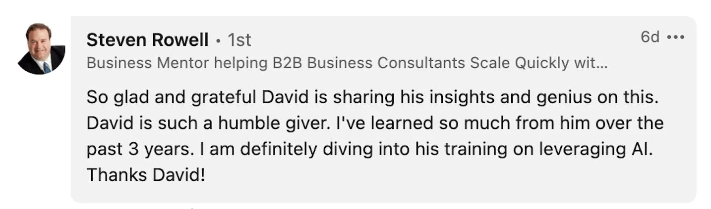 LinkedIn post from Steven Rowell about David Baer's AI training